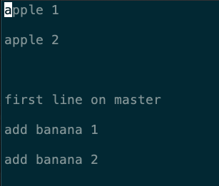 出現的兩行 banana 分支所加入的文字