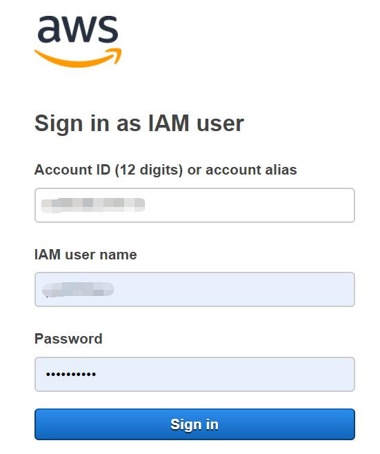IAM user登入畫面
