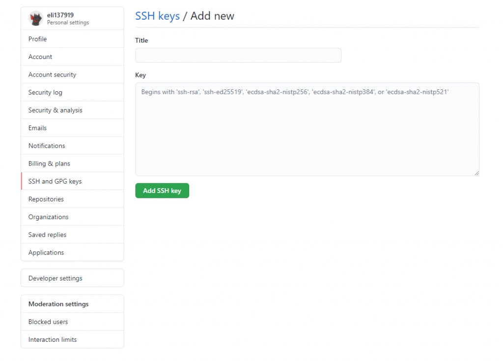 GitHub add SSH key
