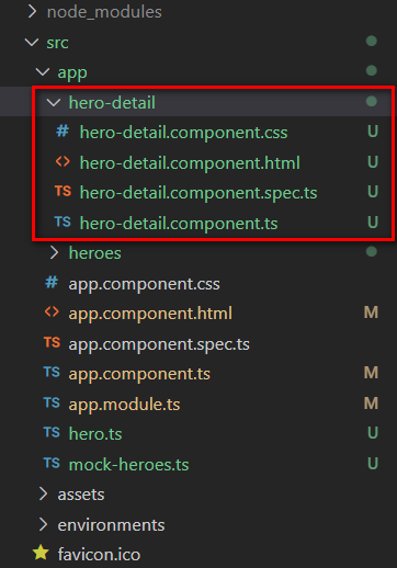 加入 hero-detail 元件後的資料夾結構