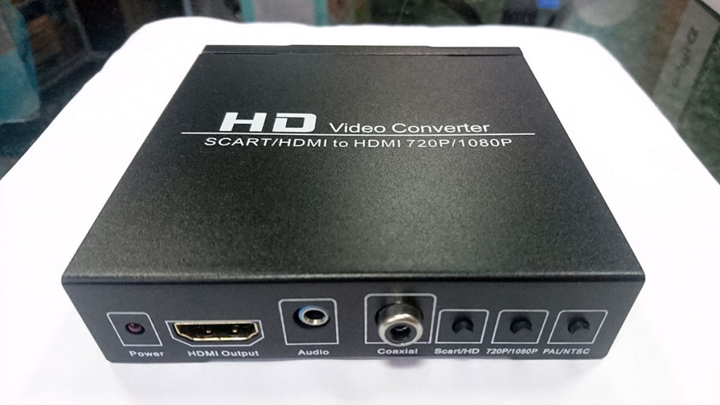 Scart Hdmi to Hdmi Video Converter Box 1080p Scaler 3.5mm Coaxial Audio Out
