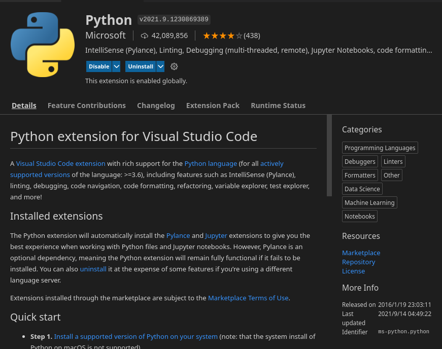vscode python extension
