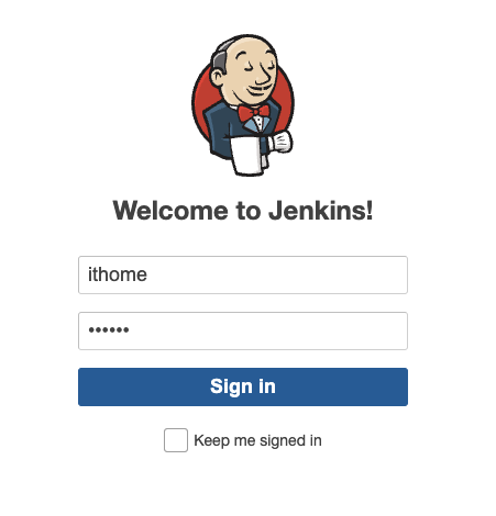 GKE jenkins login page