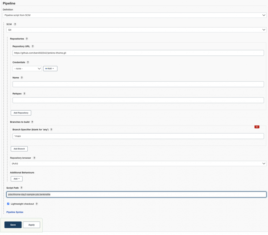 day3 pipeline configure page