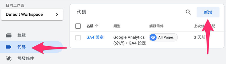 GA4 ( Google Analytics 4 ) + GTM 教學 - GTM 追蹤 GA4 事件 - 新增代碼