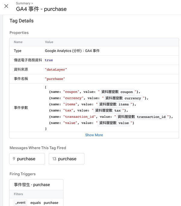 GA4 ( Google Analytics 4 ) 教學 - 電子商務事件 - 查看觸發的相關資訊