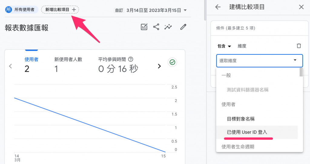 GA4 ( Google Analytics 4 ) 教學 - 使用 User ID - 報表識別資訊勾選混合