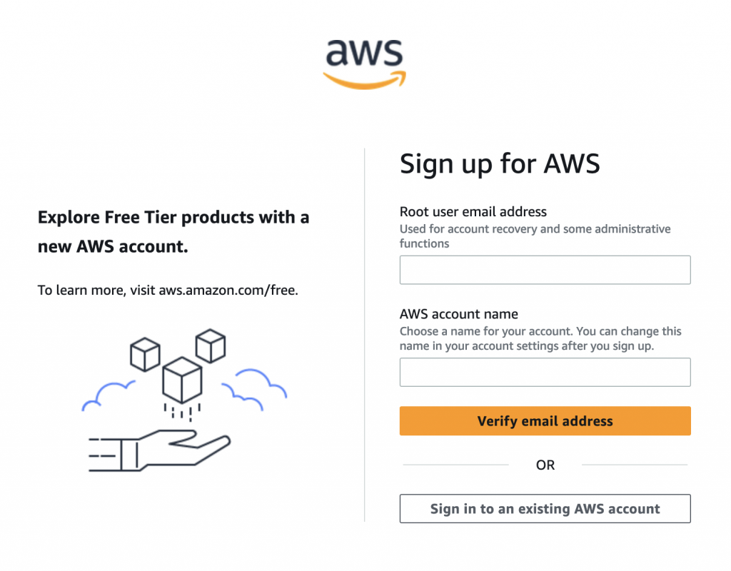 AWS sign up email