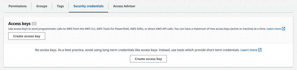 AWS Console IAM User Access Key