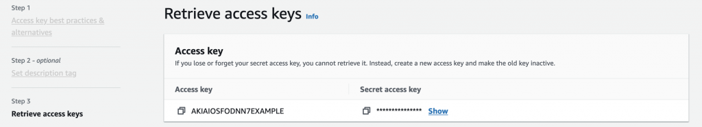 AWS Console IAM User Access Key Retrieve