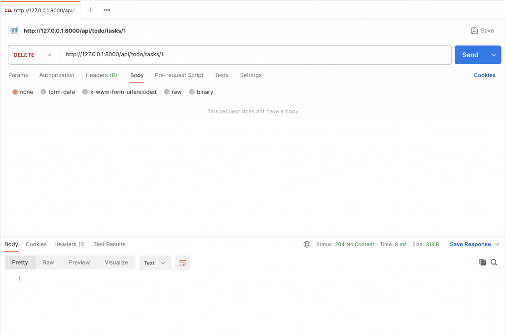 Postman delete task