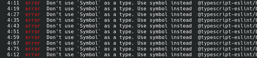 eslint提示不要用Symbol當type