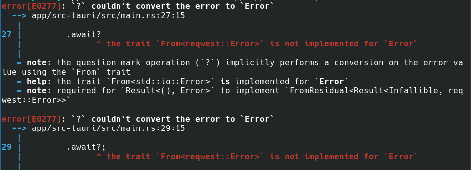 rust提示未轉換reqwest的error