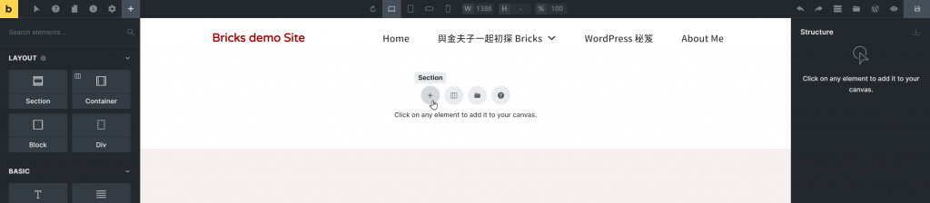 Bricks Builder Design Homepage layout