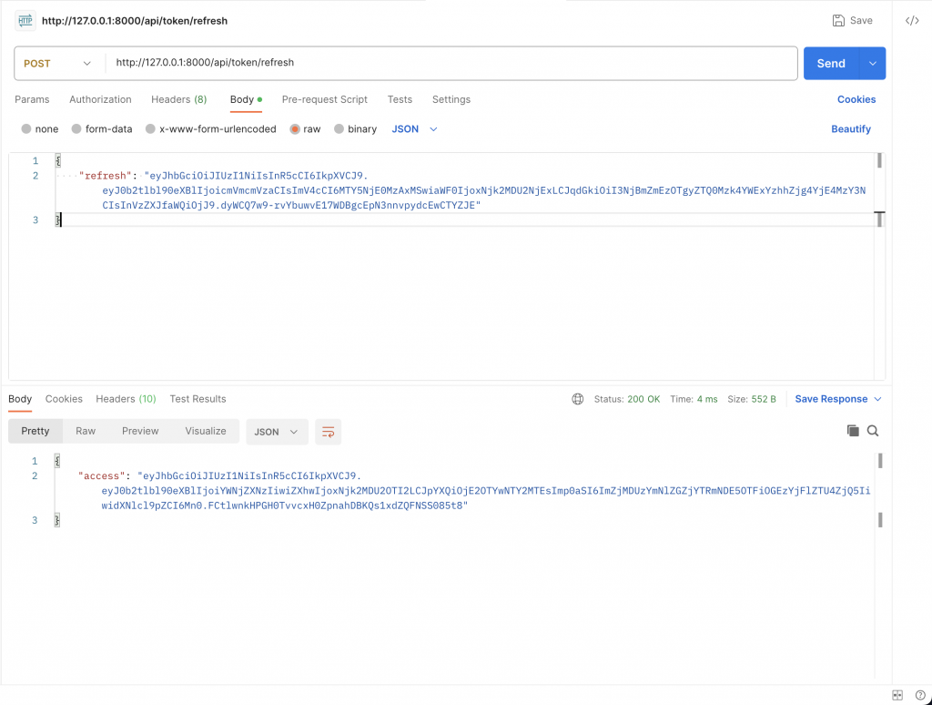 Postman jwt refresh