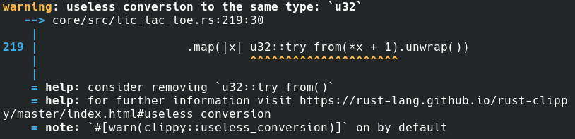 useless conversion to the same type: u32