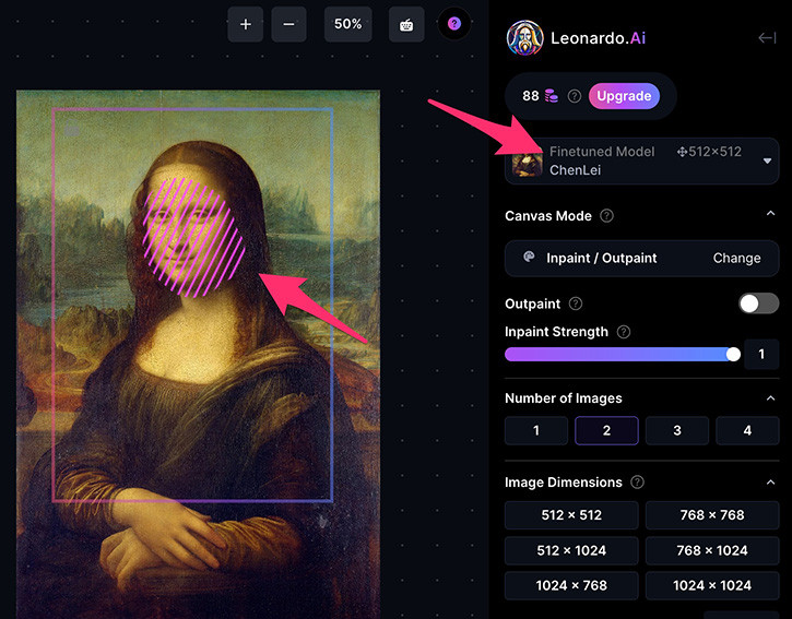 Leonardo.Ai 教學 -  ( 範例 ) 換臉特效 - AI Canvas 使用自訂模型