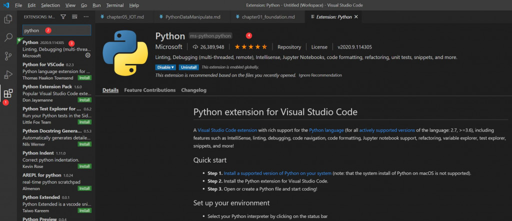 Python for VS Code 延伸模組下載