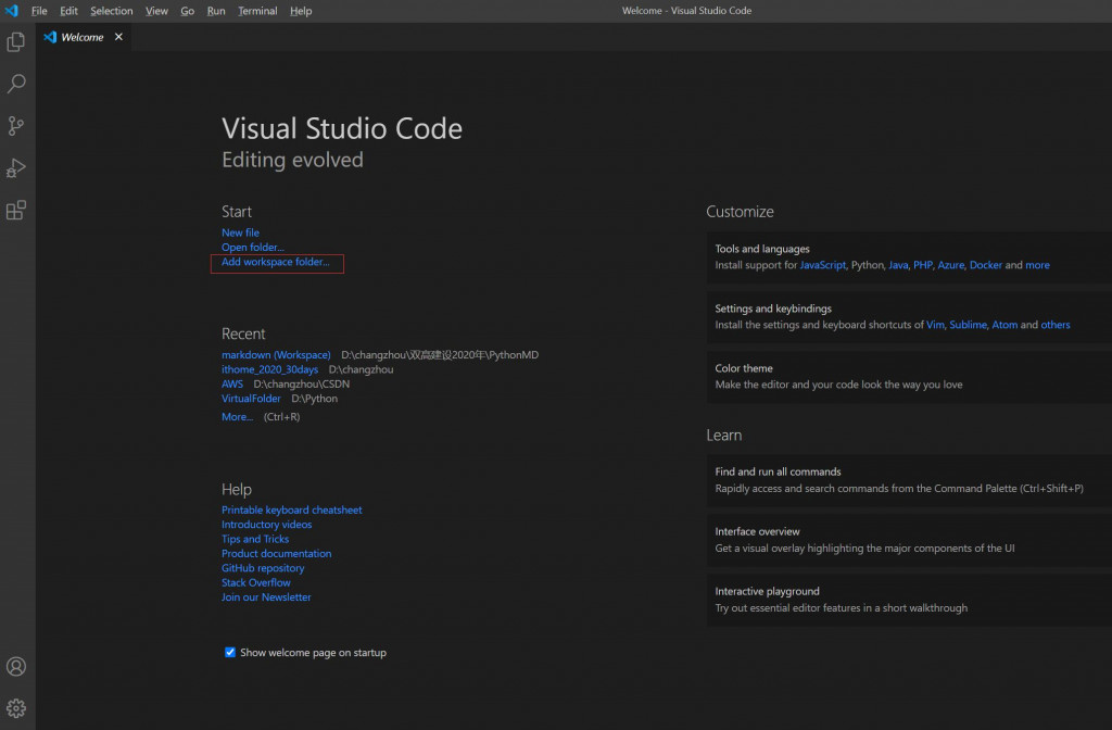 創建 VS Code 工作區