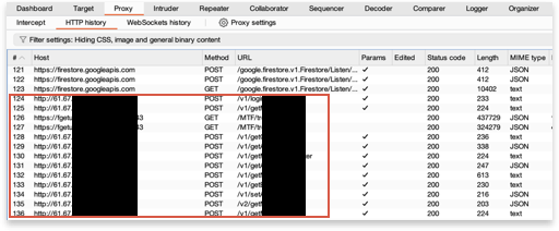 HTTP History