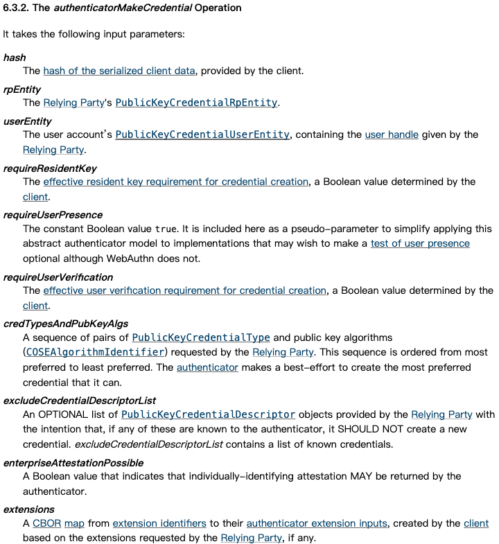 authenticatorMakeCredential Payload