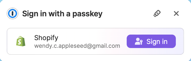 1Password 使用 Passkeys 驗證