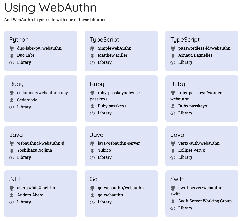 WebAuthn Library