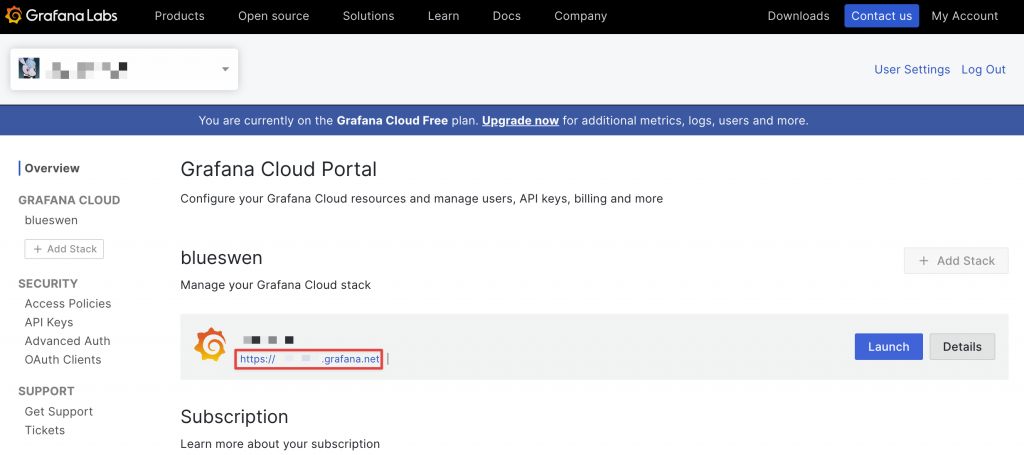 Grafana Cloud Account