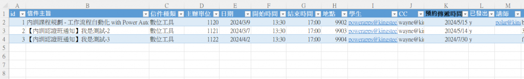 整理後的 Excel