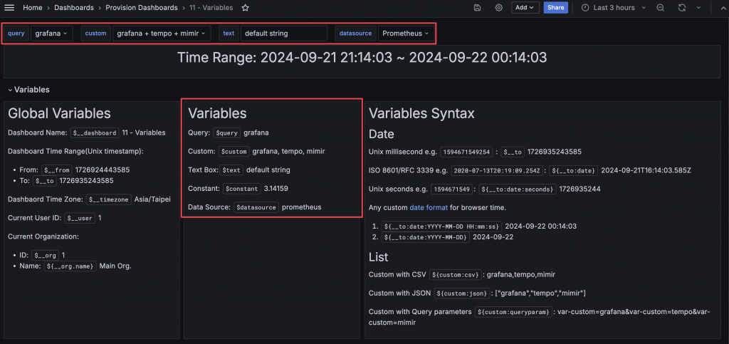 Variable Options