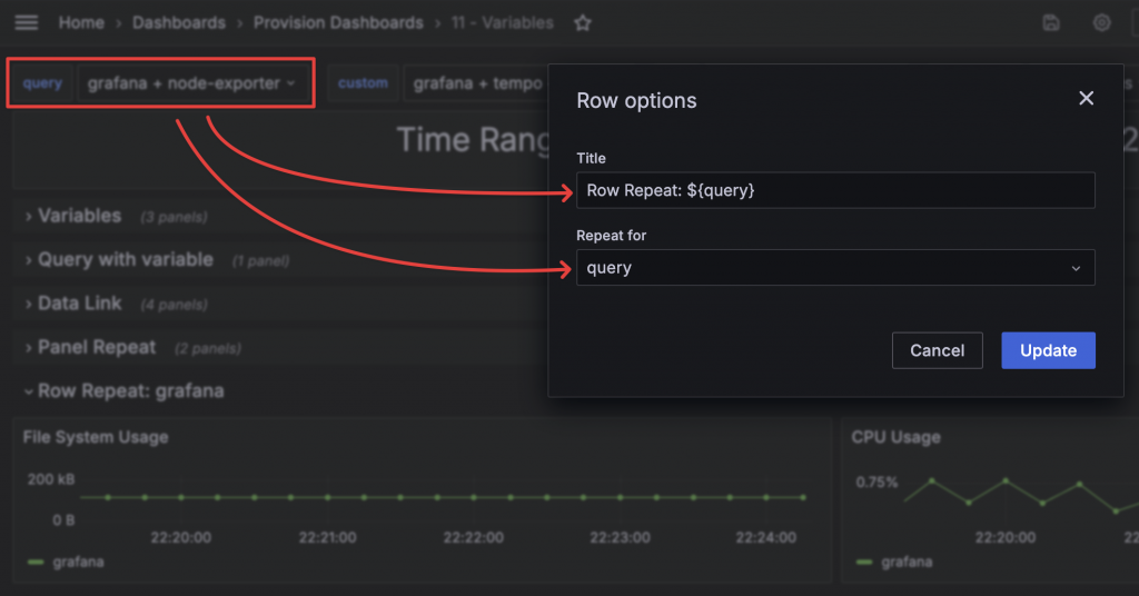 Row Repeat Config