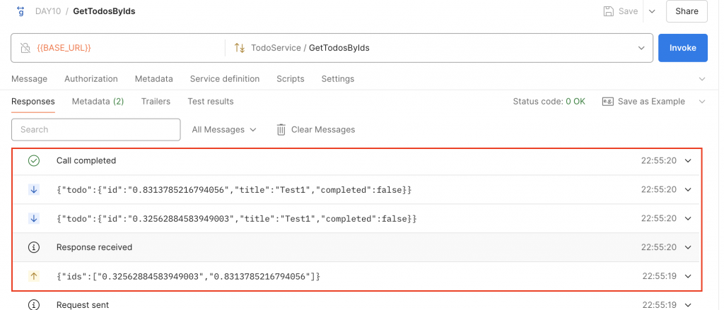 gRPC Transporter Test Server Streaming RPC Result1