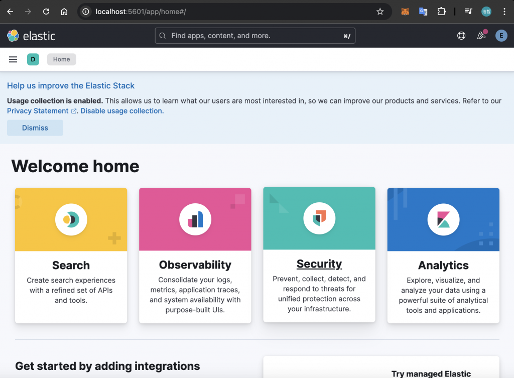 Kibana Home