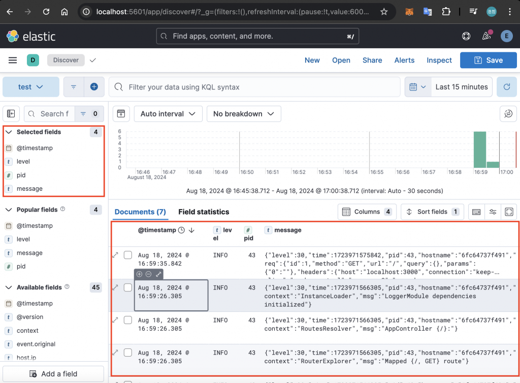 Kibana Discover View2