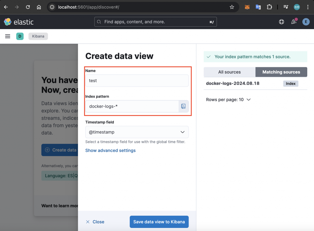 Kibana Create Data View2