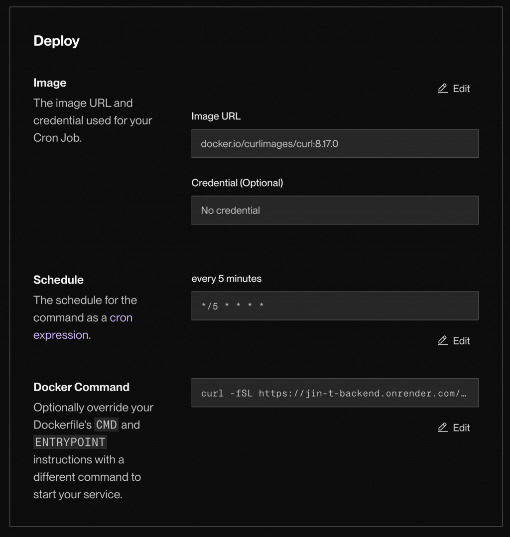 Render 上做的 cron job 設定
