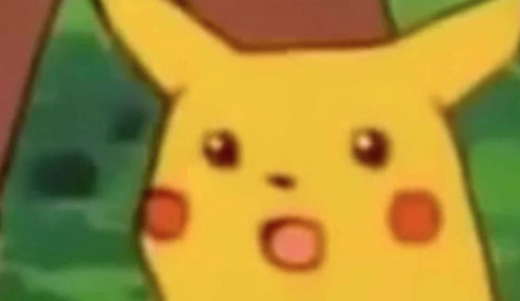 經典的「驚訝皮卡丘」(surprised Pikachu)迷因表情