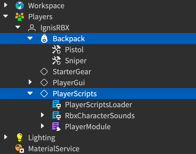 Playtest 的 Client 模式 Explorer 顯示只存在玩家端的物件。