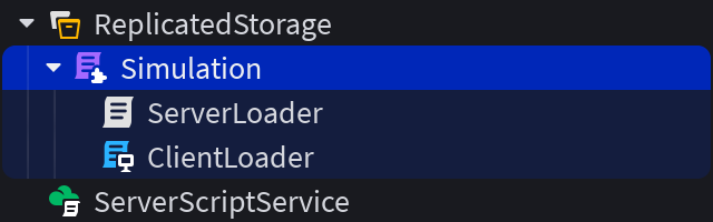 ReplicatedStorage 中用於 Server Authority 的設定物件與階層。