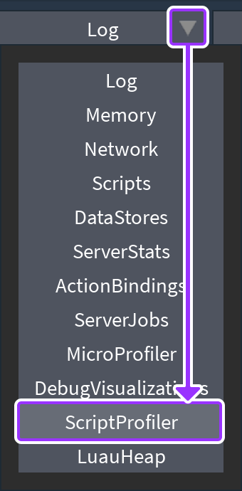Developer Console 的工具選單中選取 Script Profiler。