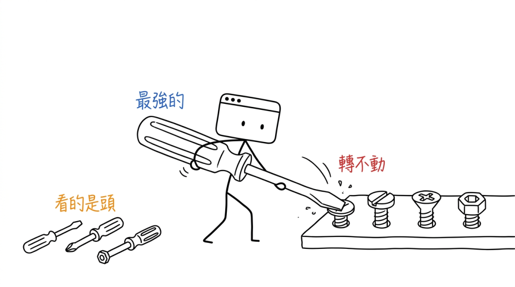 我拿最大的那支起子壓在六角孔上,怎麼轉都在打滑