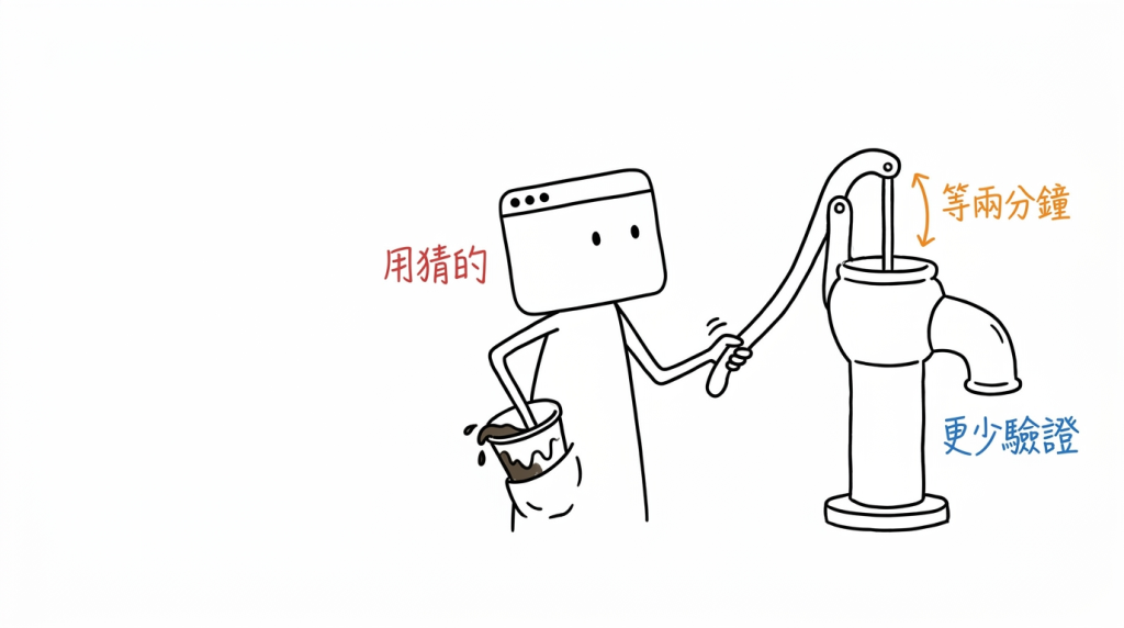 搖出水要等兩分鐘，所以我把髒杯子收回口袋，決定用猜的
