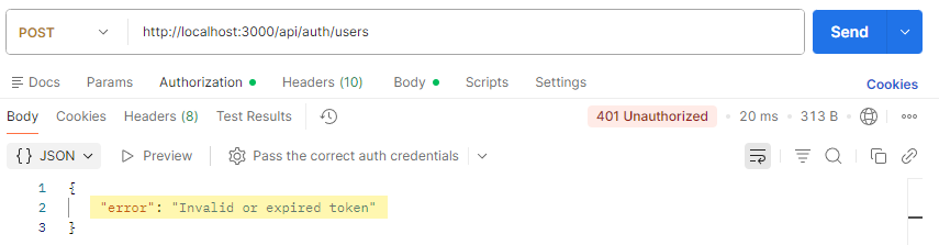 缺少授權Token