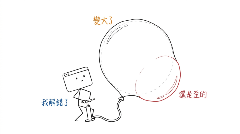 我很努力把它打大,歪的地方還是歪的,只是變大了