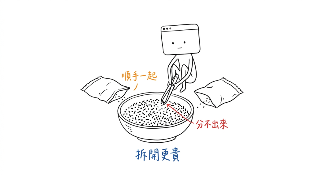 兩種粉我圖方便一起倒進同一個碗，現在拿鑷子也挑不回來了