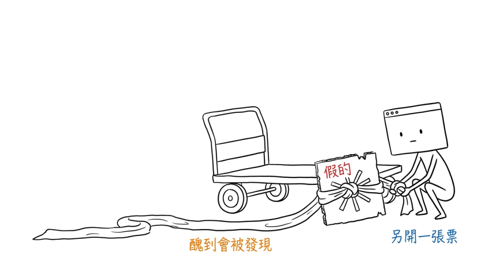 我知道這個輪子是紙板做的，所以我特地綁了一條長到會絆倒人的布條