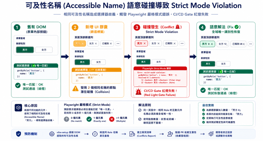 Accessible Name 語意碰撞示意圖