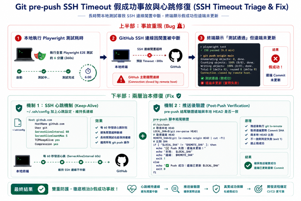 SSH Timeout 假成功事故與心跳修復圖