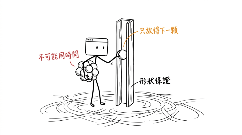 這個槽一次只放得下一顆，我把原本散在地上的十幾顆全收了起來