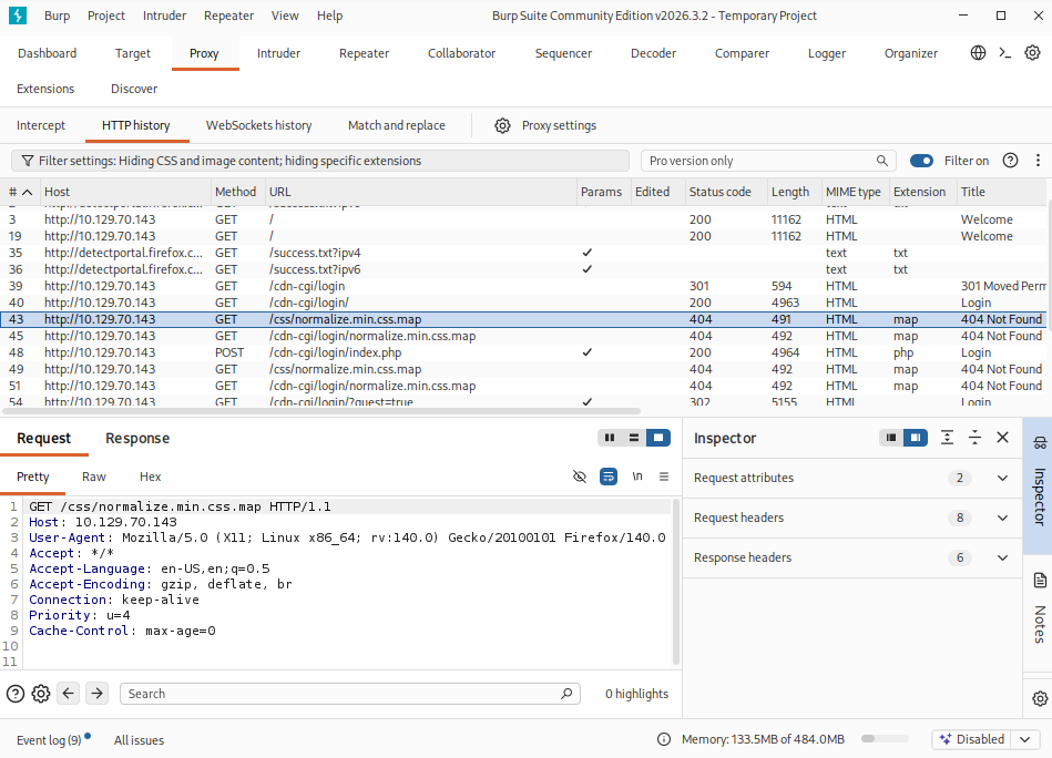 Burp Suite 的 HTTP history